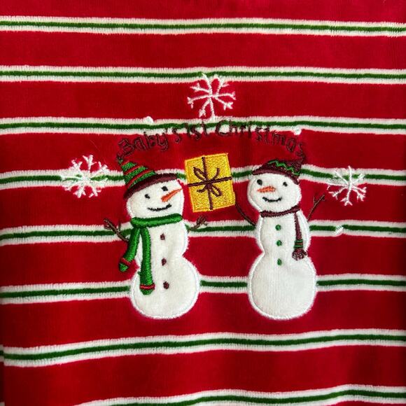 First Moments Girls Boys 6-9 month Romper Outfit First Christmas Snowman - Picture 2 of 8